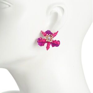 BETSEY JOHNSON GOLD PLATED ORCHID EARRINGS - NWT